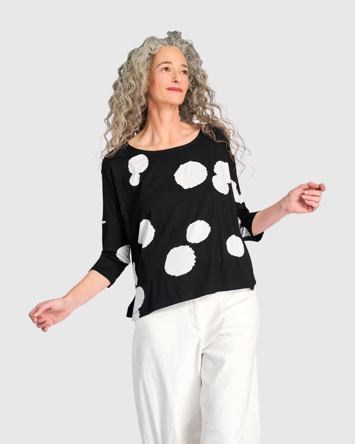 Full Moon Boxy Tee, Black/White