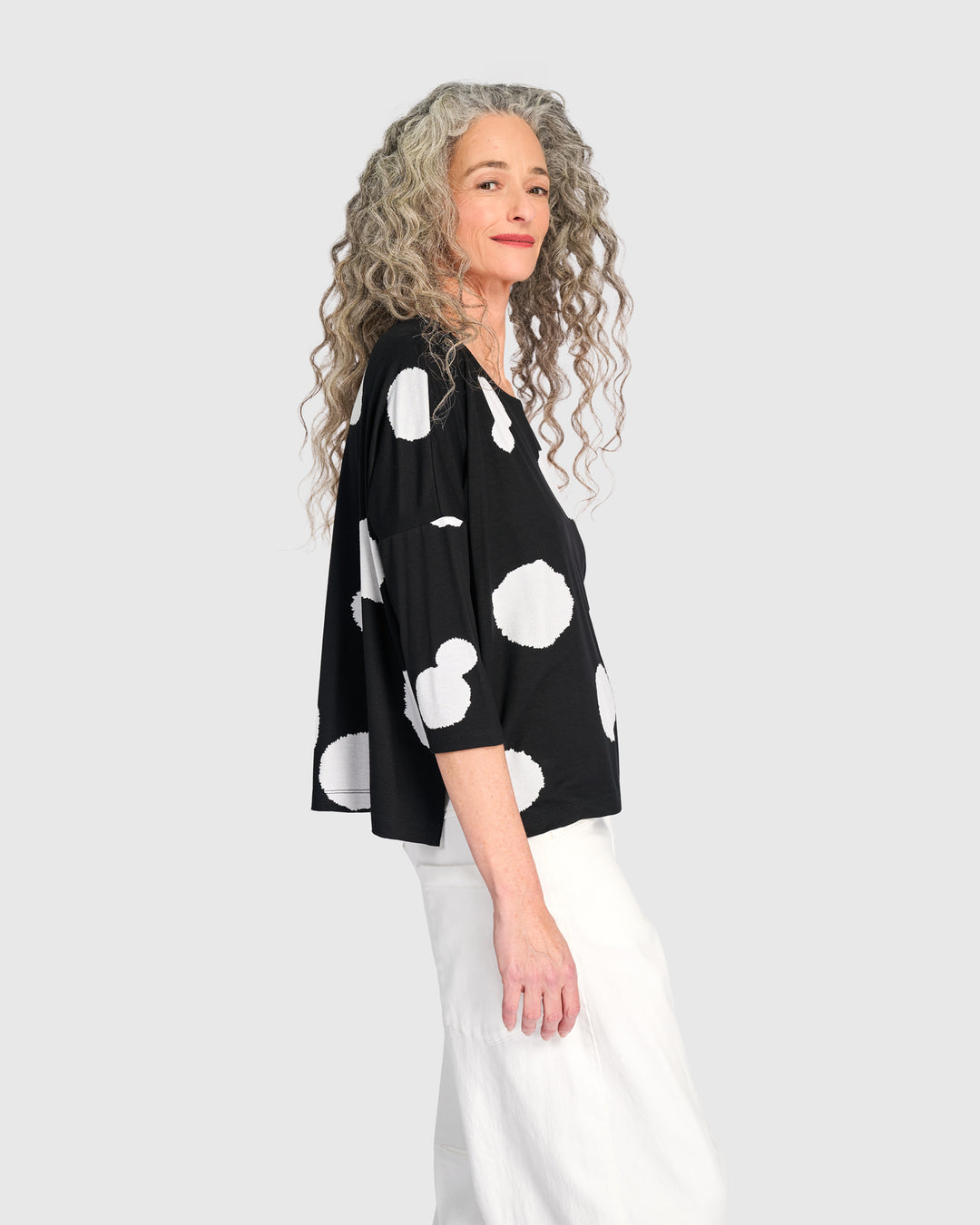 Full Moon Boxy Tee, Black/White