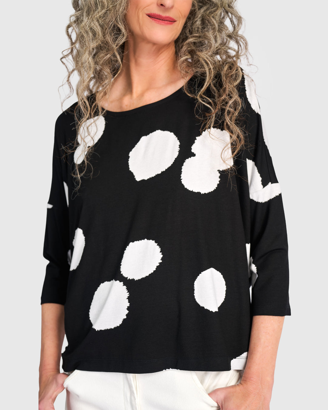 Full Moon Boxy Tee, Black/White
