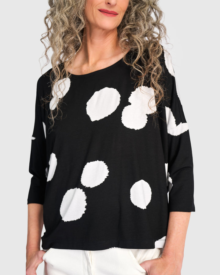 Full Moon Boxy Tee, Black/White