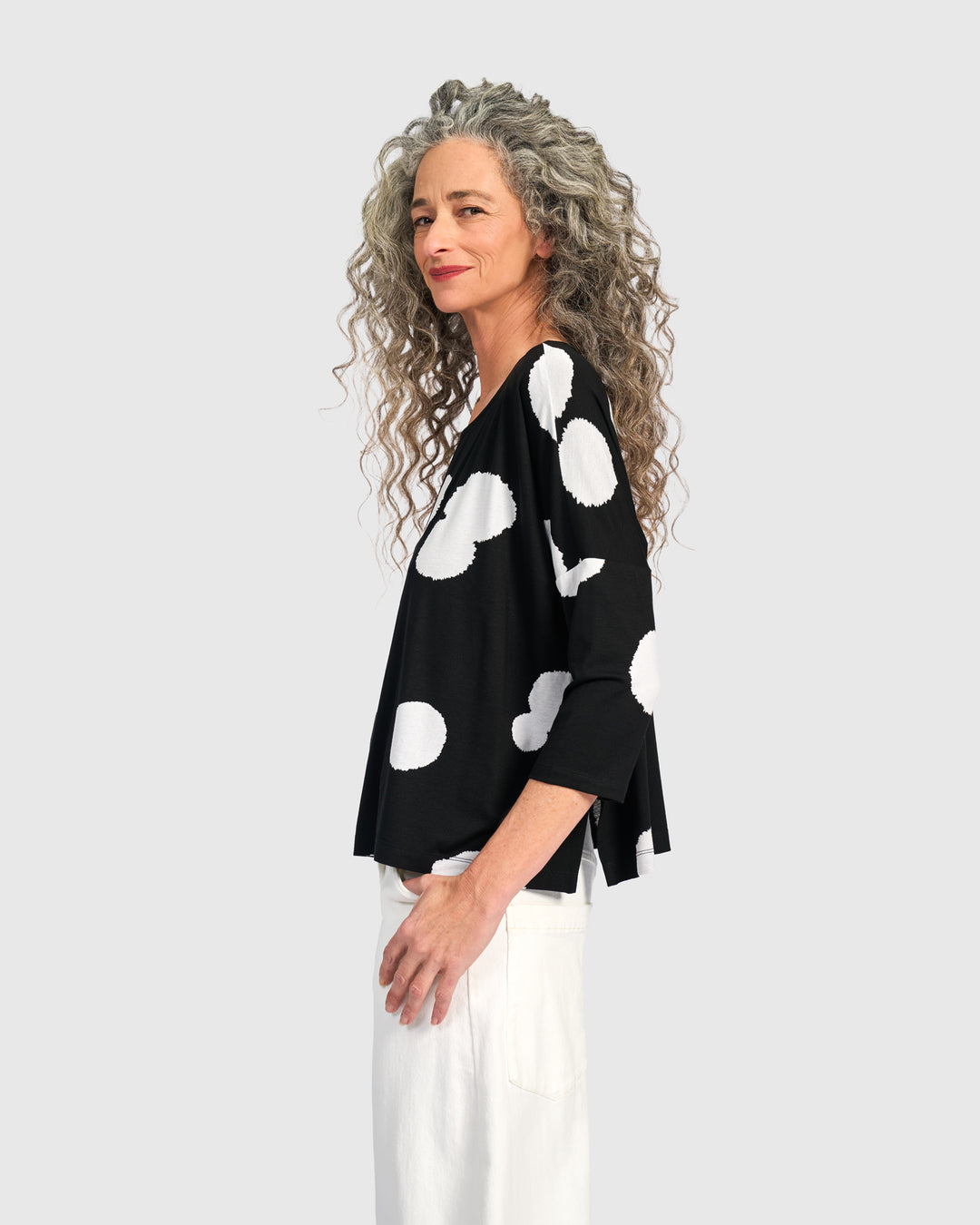 Full Moon Boxy Tee, Black/White