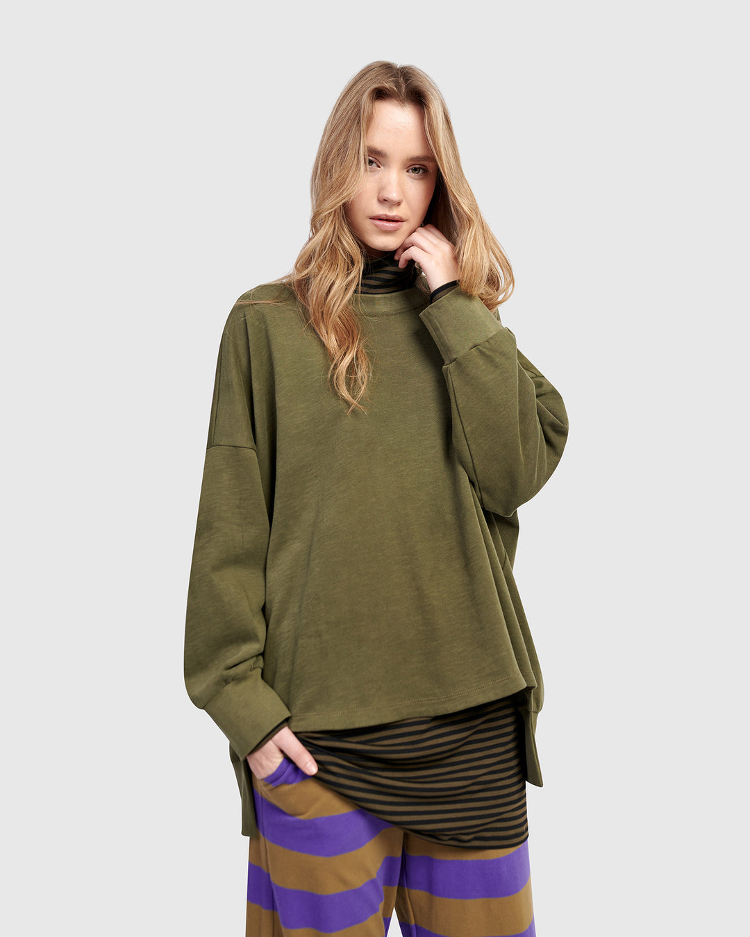 Urban Kasbah Cewneck Top, Olive