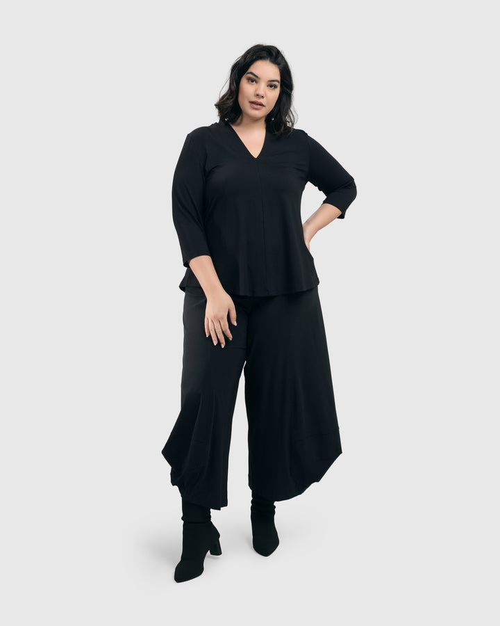 Essential V-neck Top, Black