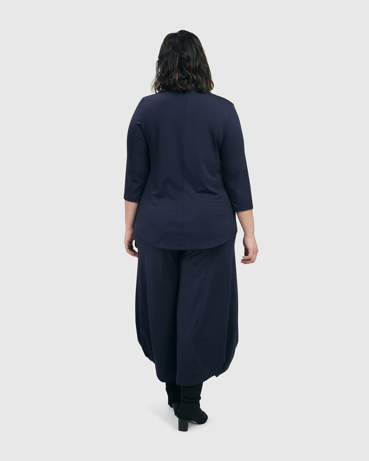 Essential V-neck Top, Navy