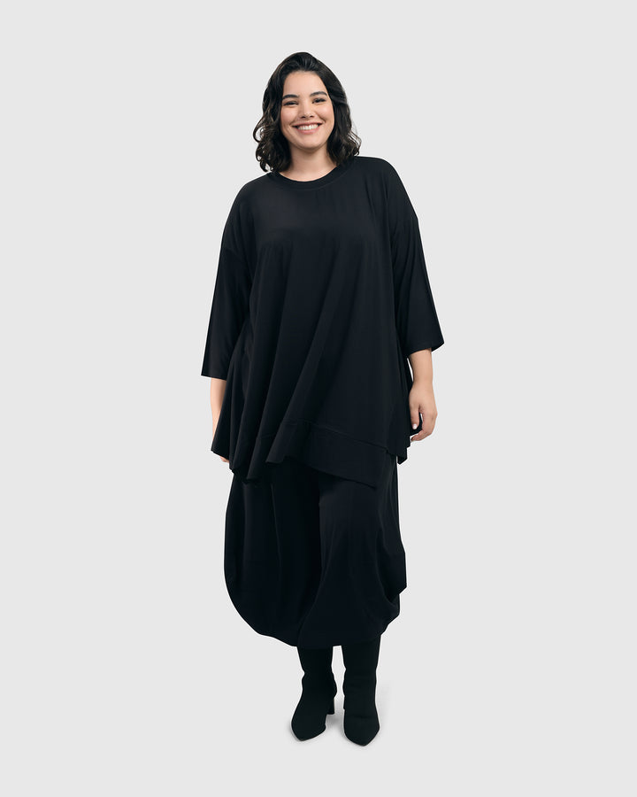 Essential Oversized Trapeze Top, Black