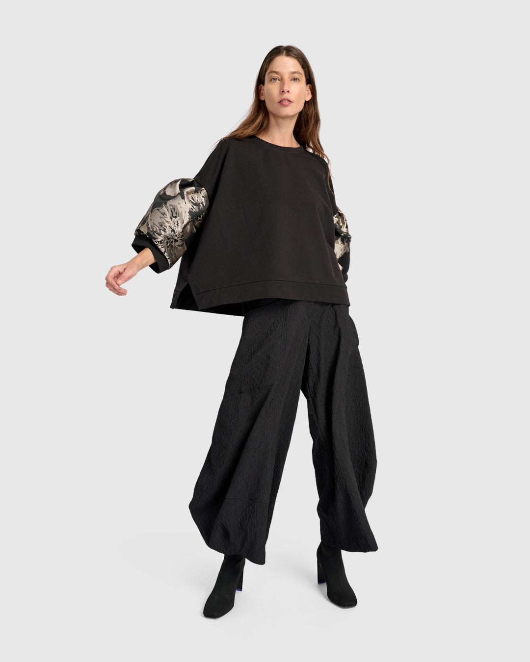 Jade Jacquard Punto Pants, Black