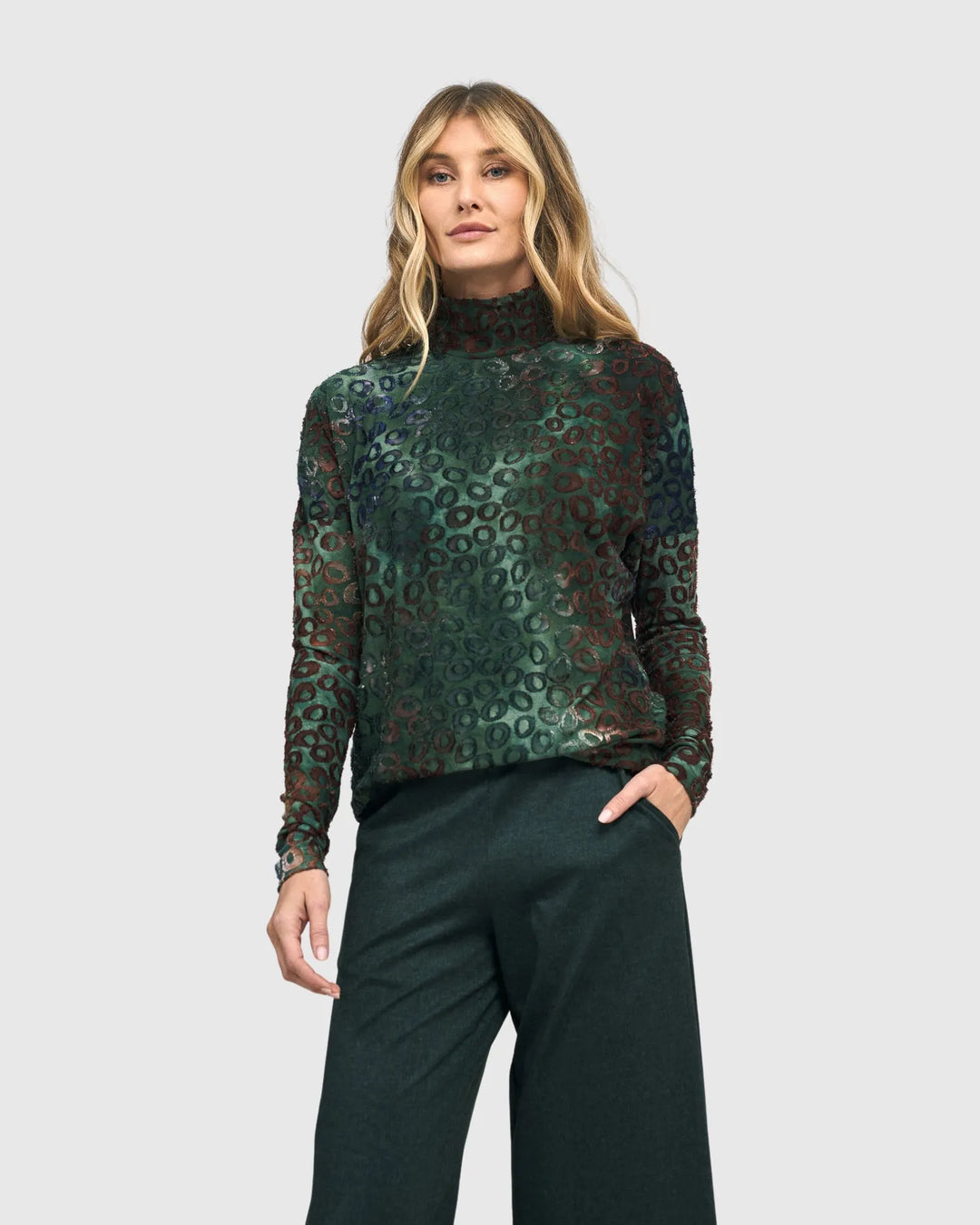 Lenore Turtleneck Top, Lagoon