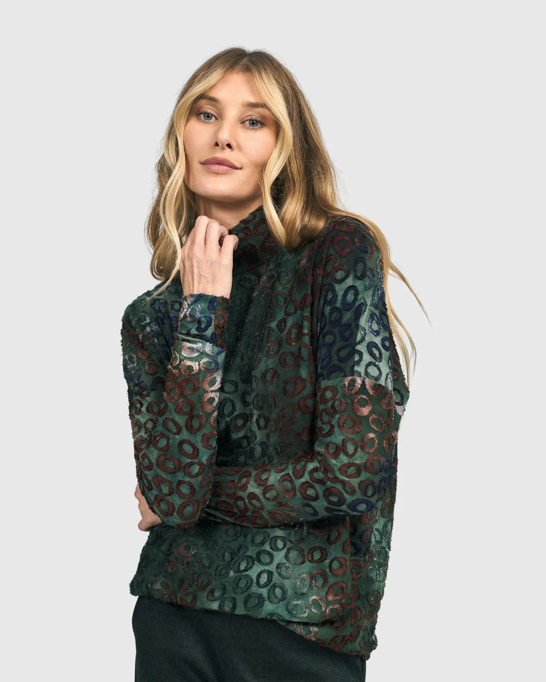 Lenore Turtleneck Top, Lagoon