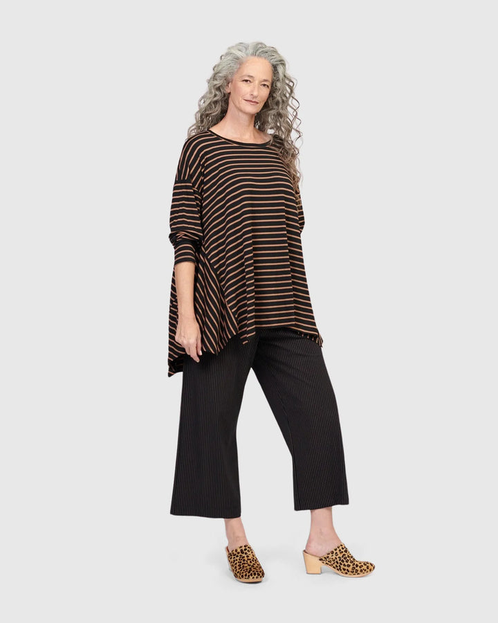 Kaya Oversized Trapeze Top, Stripes