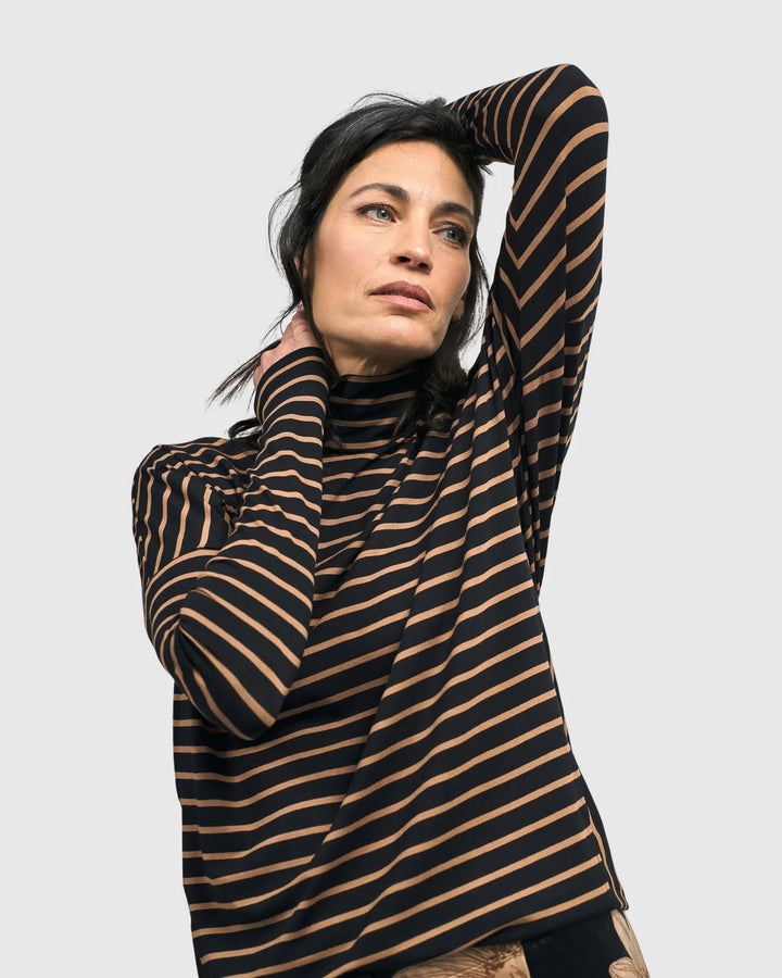 Lenore Turtleneck Top, Stripes