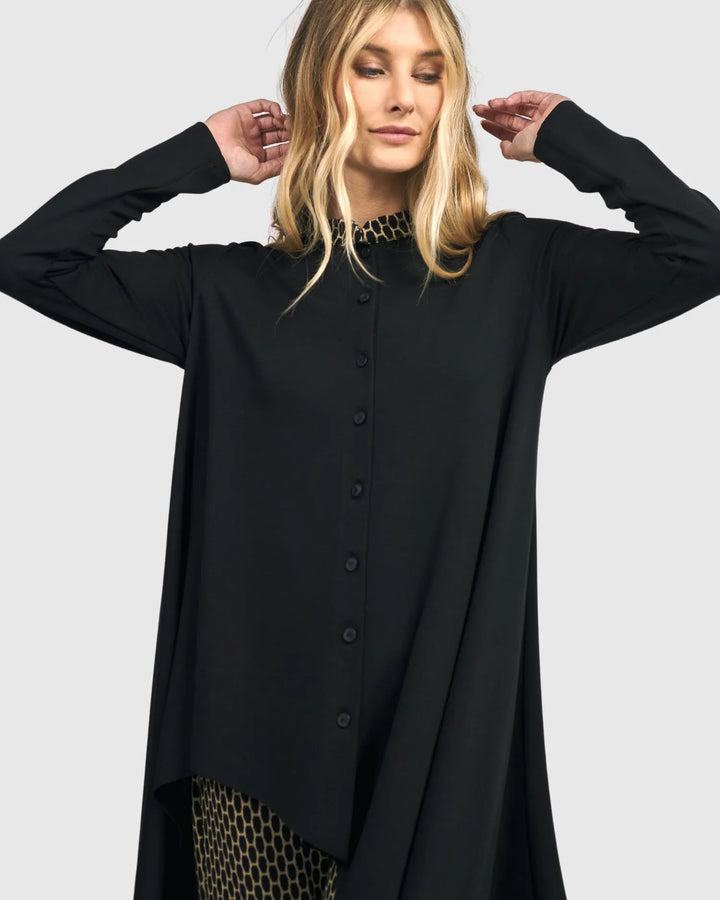 Clover Hi-Lo Tunic Top, Black