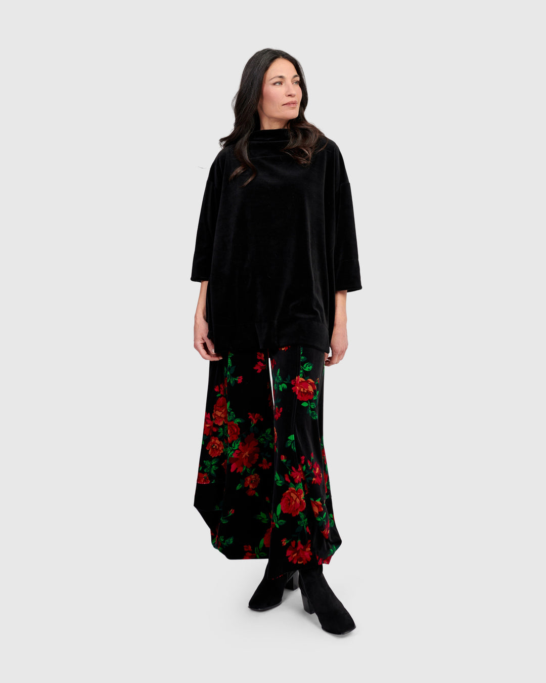 Everyday Velvet Trapeze Top, Black
