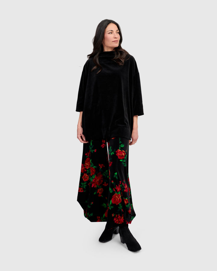 Everyday Velvet Trapeze Top, Black