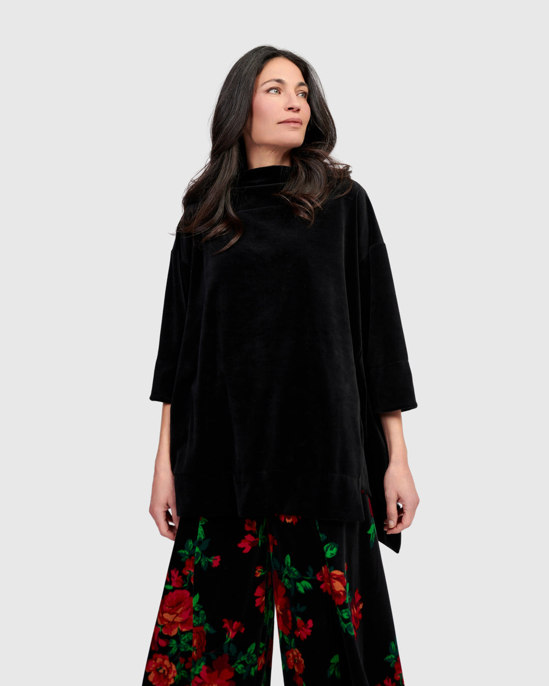 Everyday Velvet Trapeze Top, Black