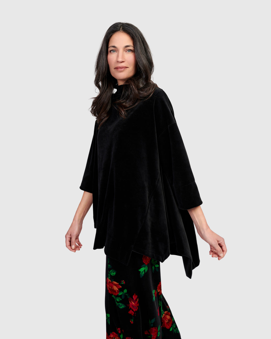 Everyday Velvet Trapeze Top, Black
