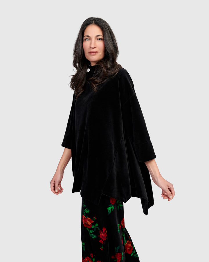 Everyday Velvet Trapeze Top, Black