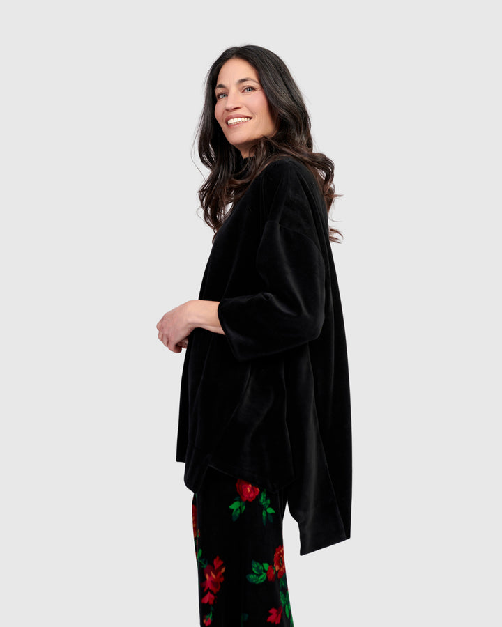 Everyday Velvet Trapeze Top, Black