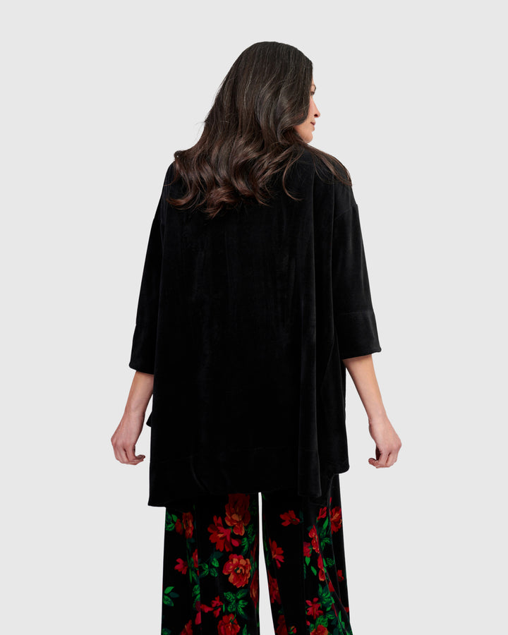Everyday Velvet Trapeze Top, Black