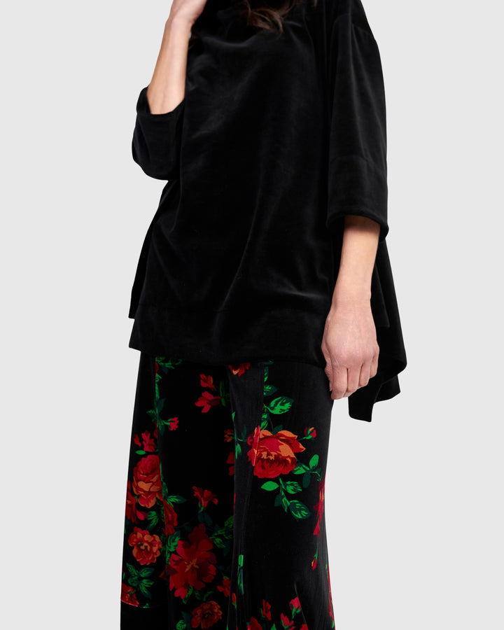 Everyday Velvet Trapeze Top, Black