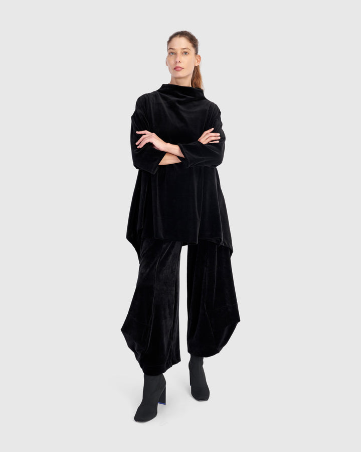 Everyday Velvet Punto Pants, Black