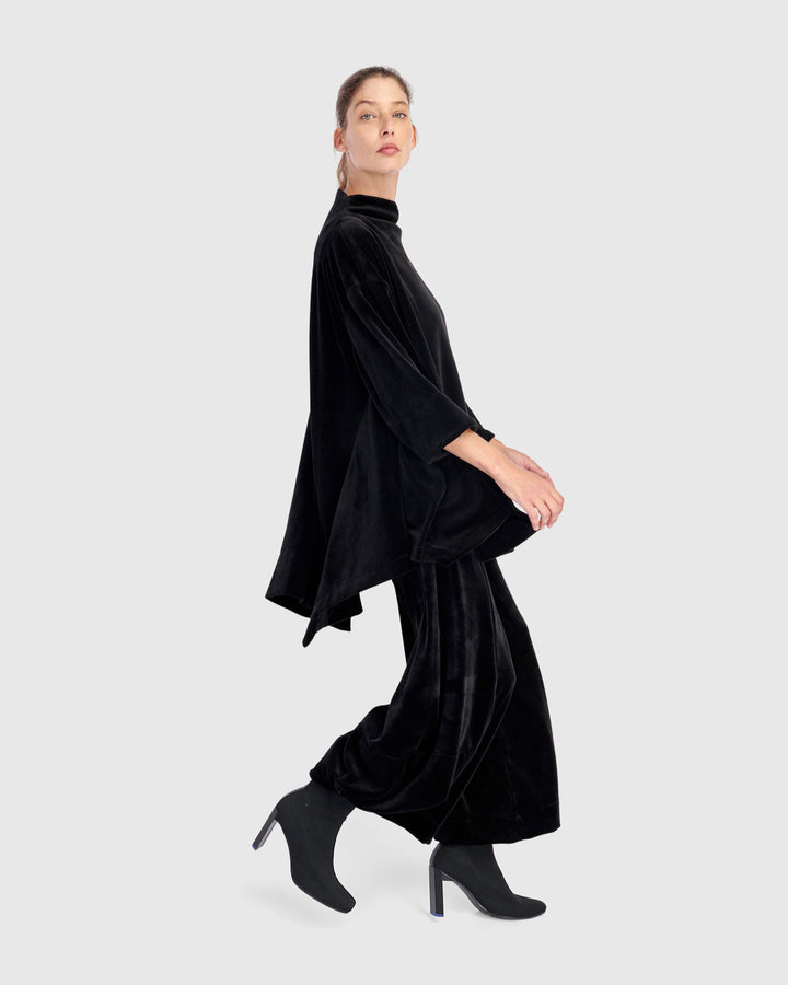 Everyday Velvet Punto Pants, Black