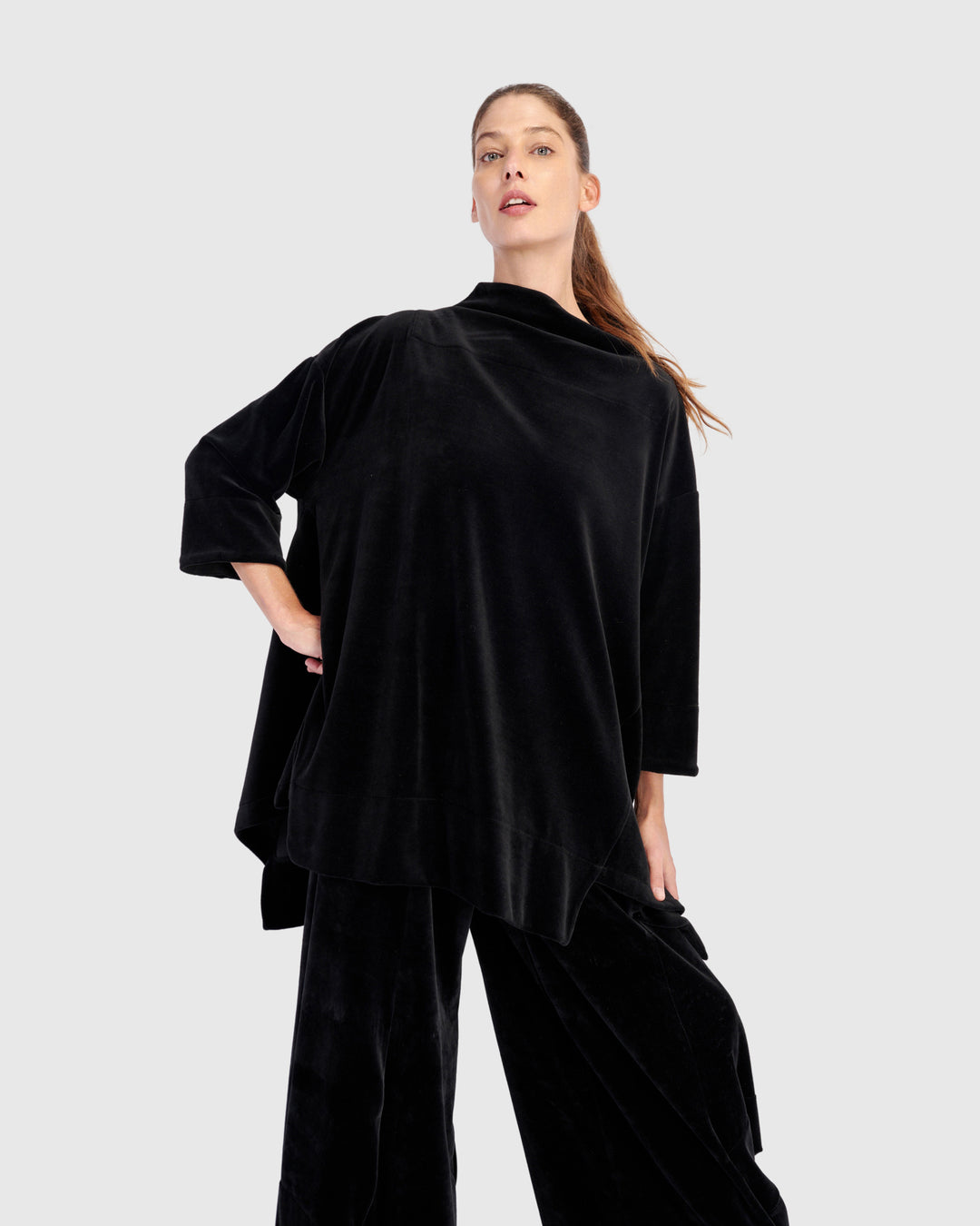 Everyday Velvet Trapeze Top, Black