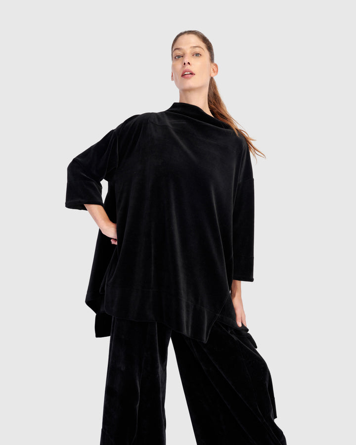 Everyday Velvet Trapeze Top, Black