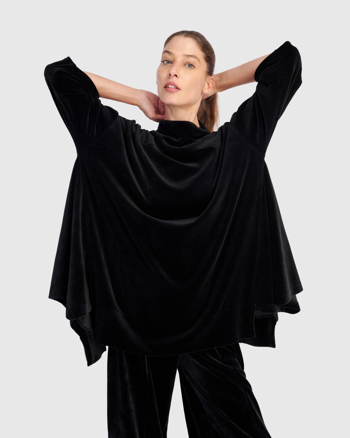 Everyday Velvet Trapeze Top, Black