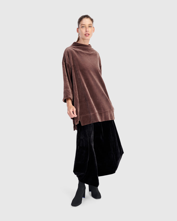 Everyday Velvet Trapeze Top, Sepia