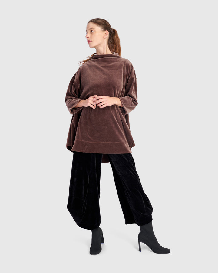 Everyday Velvet Trapeze Top, Sepia