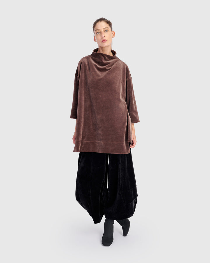 Everyday Velvet Trapeze Top, Sepia