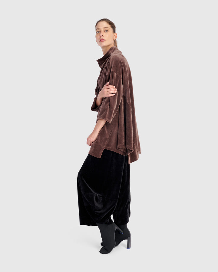 Everyday Velvet Trapeze Top, Sepia