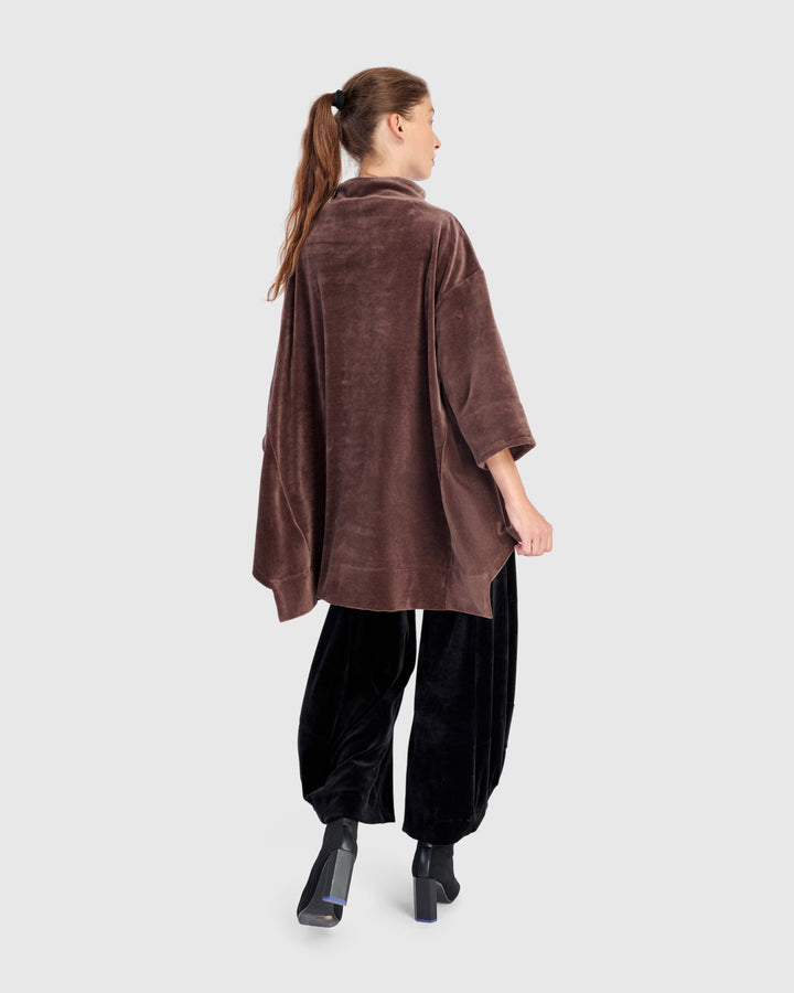 Everyday Velvet Trapeze Top, Sepia