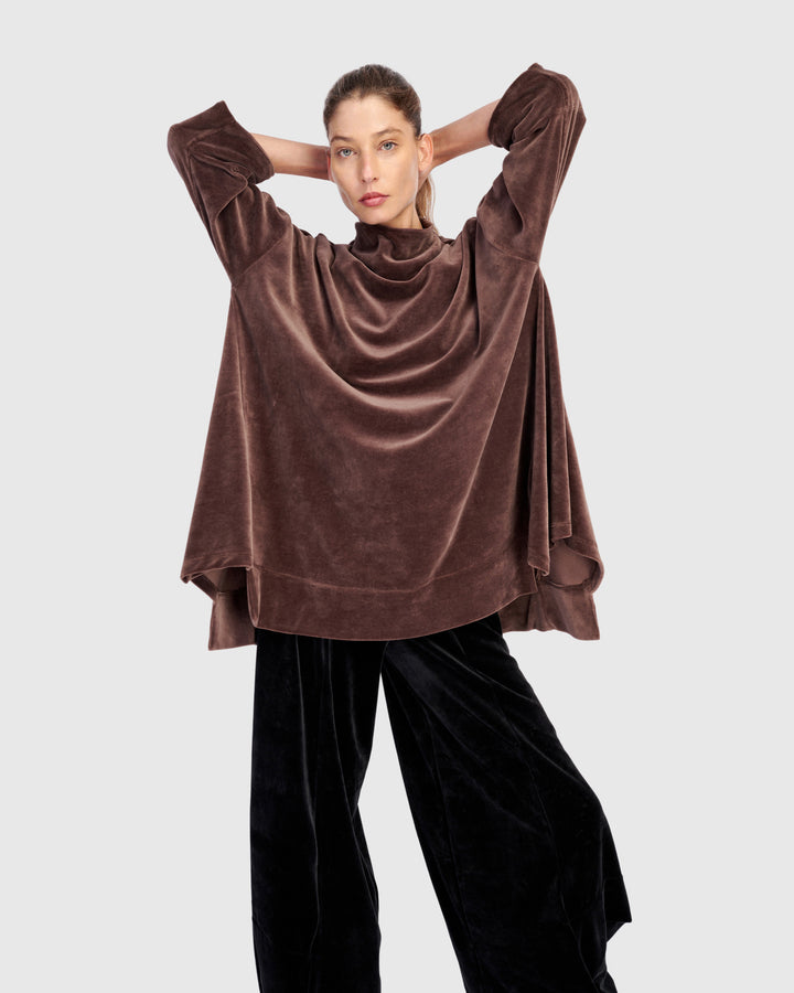 Everyday Velvet Trapeze Top, Sepia