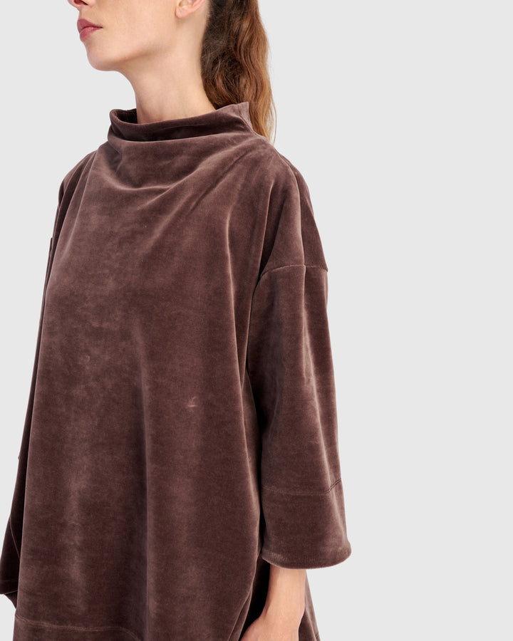 Everyday Velvet Trapeze Top, Sepia