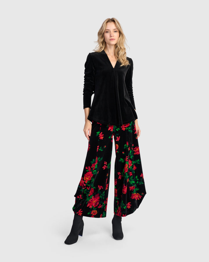 Everyday Velvet V-neck Top, Black