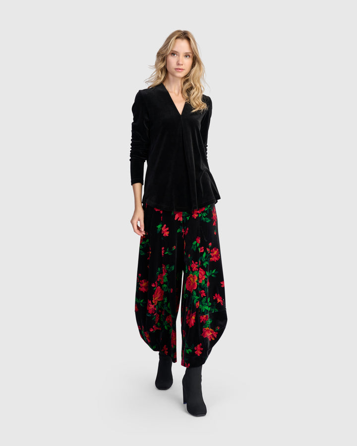 Everyday Velvet V-neck Top, Black