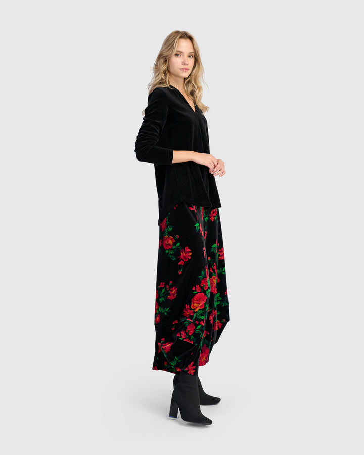 Everyday Velvet V-neck Top, Black