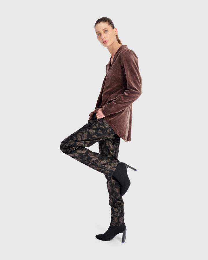 Everyday Velvet V-neck Top, Sepia