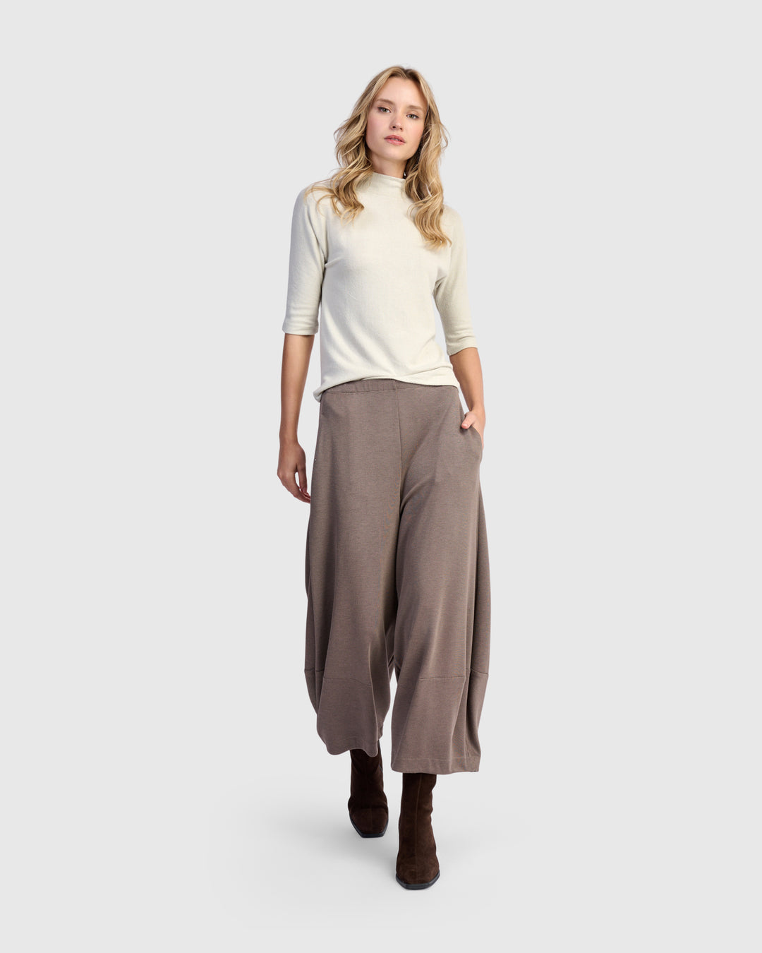 Soft Knit Mockneck Tee, Cream