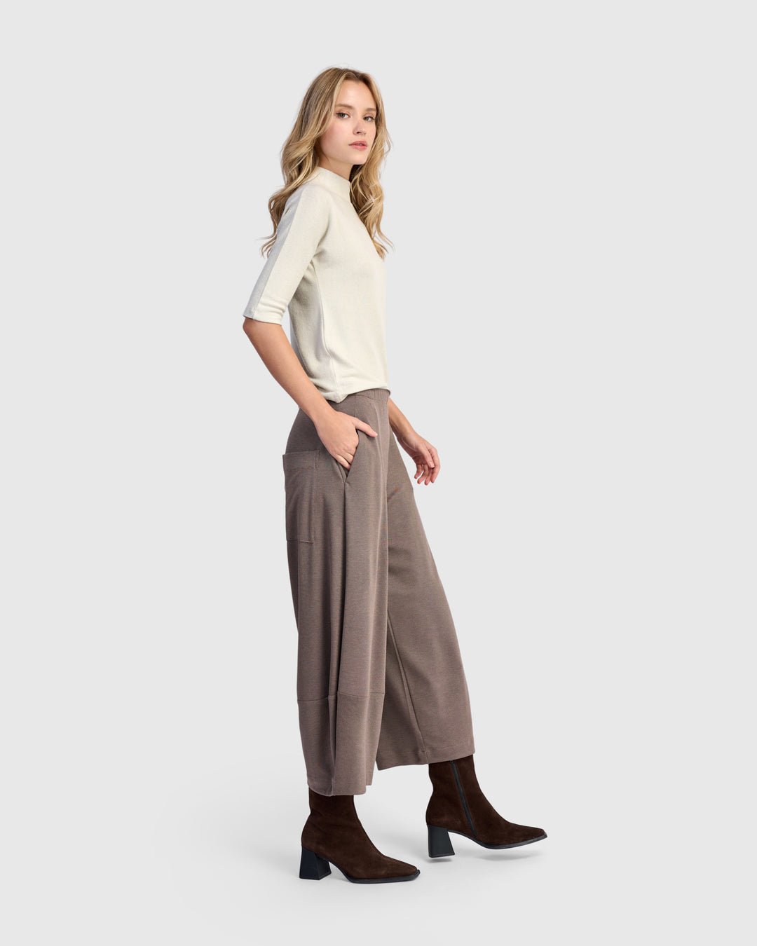 Soft Knit Mockneck Tee, Cream