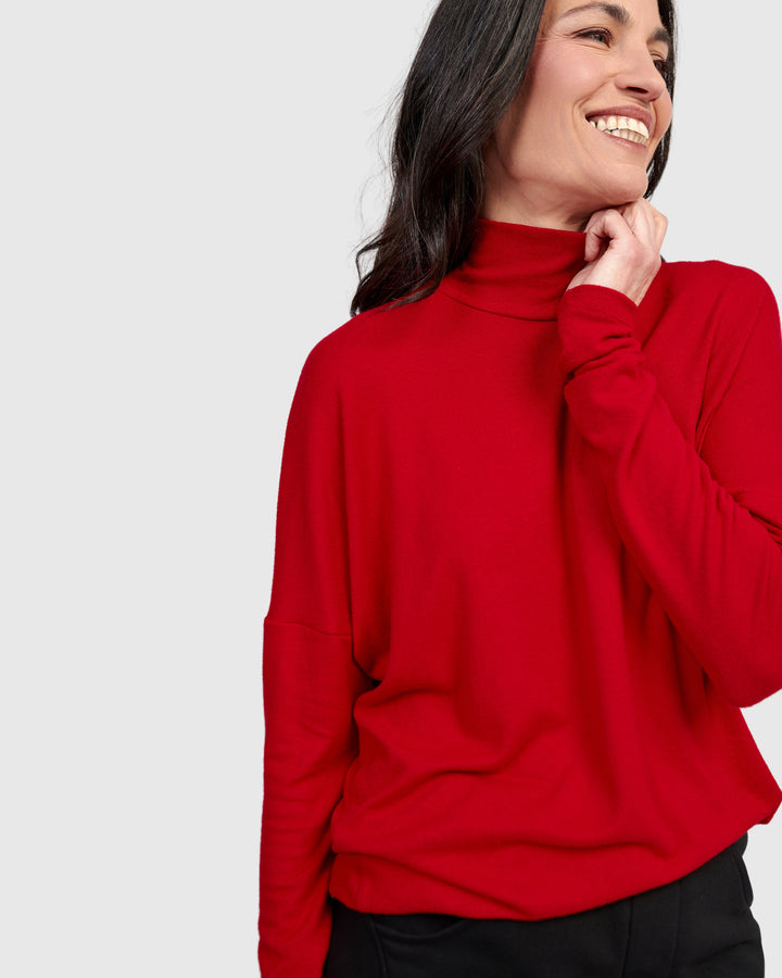 Soft Knit Turtleneck, Red