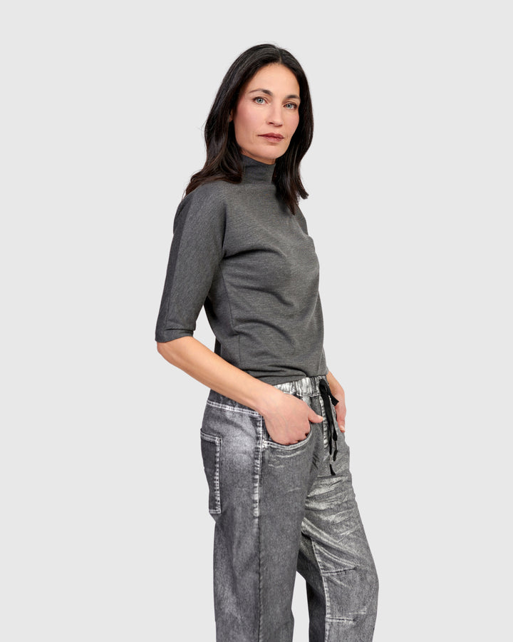 Essential Heavyweight Mockneck Tee, Grey