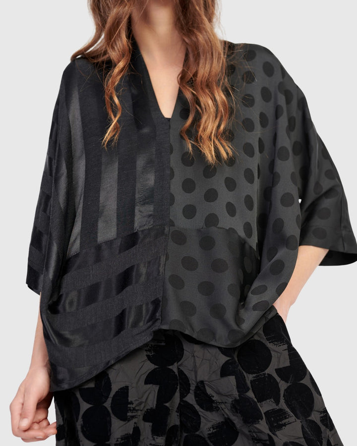 Fatima Draped Top, Black