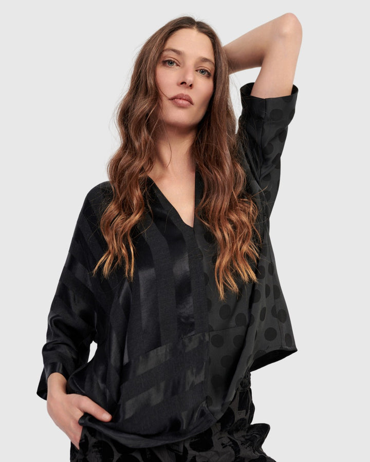 Fatima Draped Top, Black