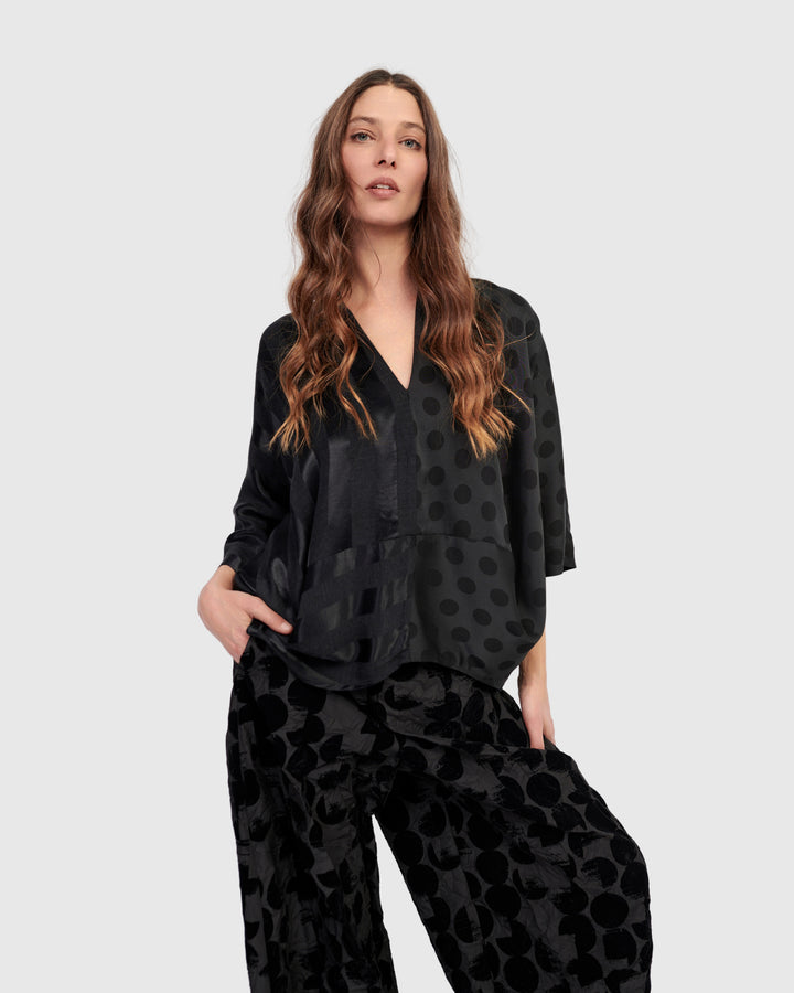 Fatima Draped Top, Black