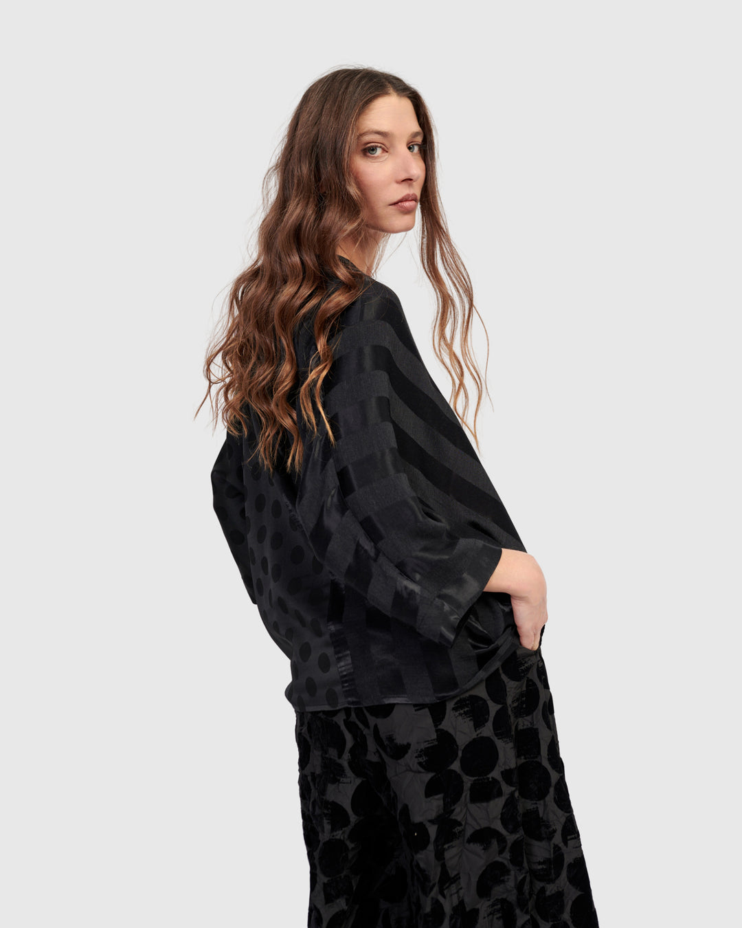 Fatima Draped Top, Black