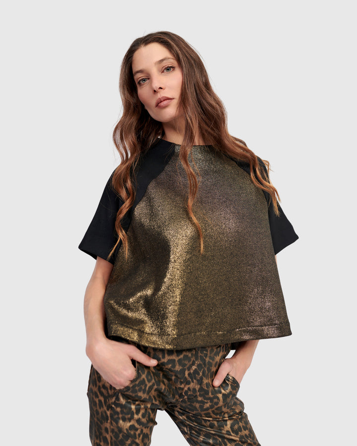 Velma Raglan Top, Gold