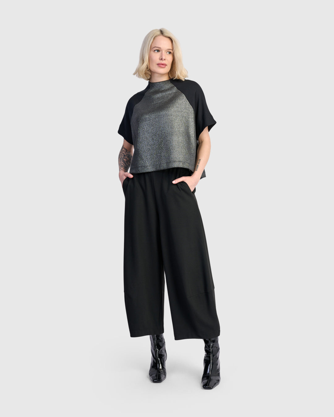 Velma Raglan Top, Silver