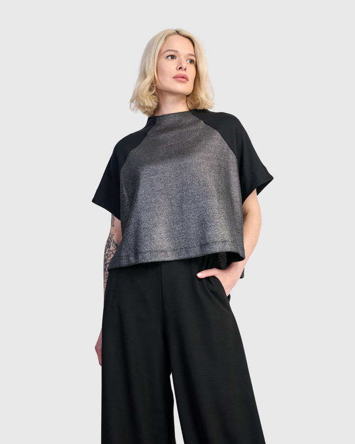 Velma Raglan Top, Silver